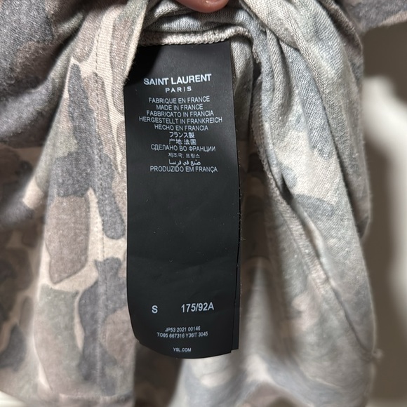 Saint Laurent SS tan & green camo short sleeve cotton/polyester tee size small - Picture 3 of 5